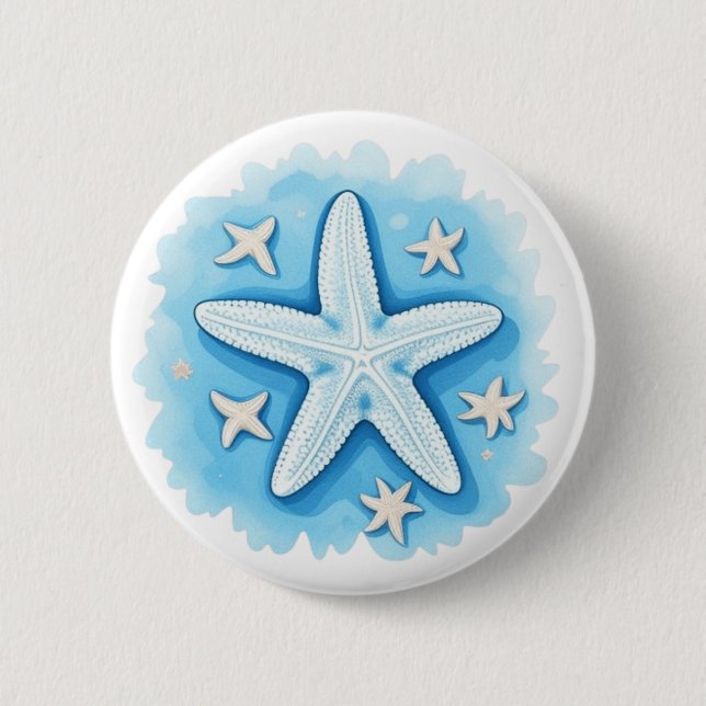 Badge Rond 5 Cm Poisson étoilé en bleu (Devant)