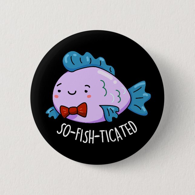 Badge Rond 5 Cm Poisson Funny à la chaudière à poisson foncé BG (Devant)
