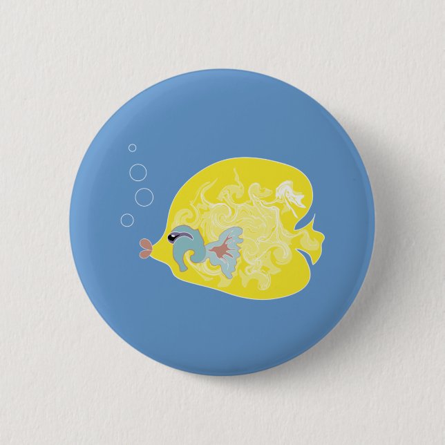 Badge Rond 5 Cm Poisson jaune (Devant)