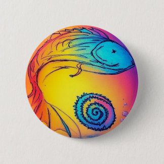 Badge Rond 5 Cm Poisson jaune coloré