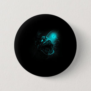 Badge Rond 5 Cm Poisson Pêcheur Créatures de la Mer Profonde Poiss