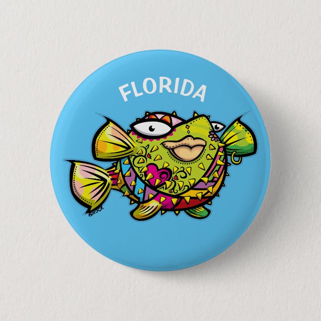 Badge Rond 5 Cm Poisson-pouffer de Floride (Devant)
