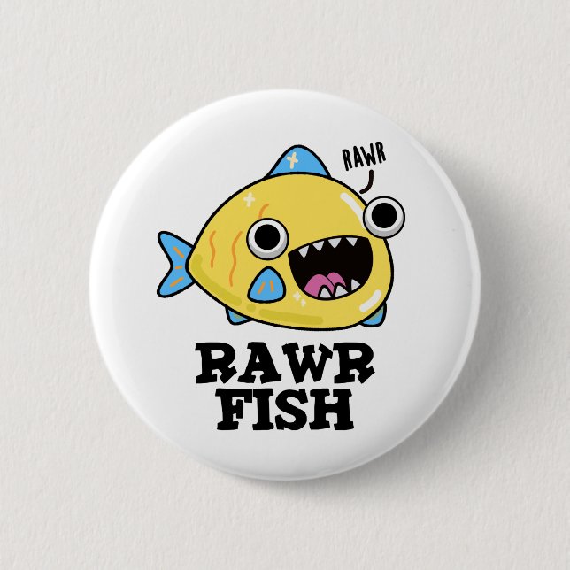 Badge Rond 5 Cm Poisson Rawr Funny Animal Pun (Devant)
