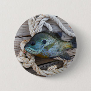 Badge Rond 5 Cm Poisson rouge sur quai et corde