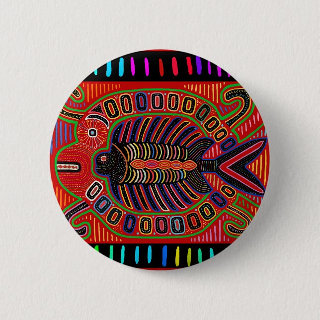 Badge Rond 5 Cm Poisson volant Cuna Indian Mola (Devant)