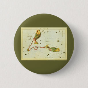 Badge Rond 5 Cm Poissons, Constellation Vintage Urania's Mirror