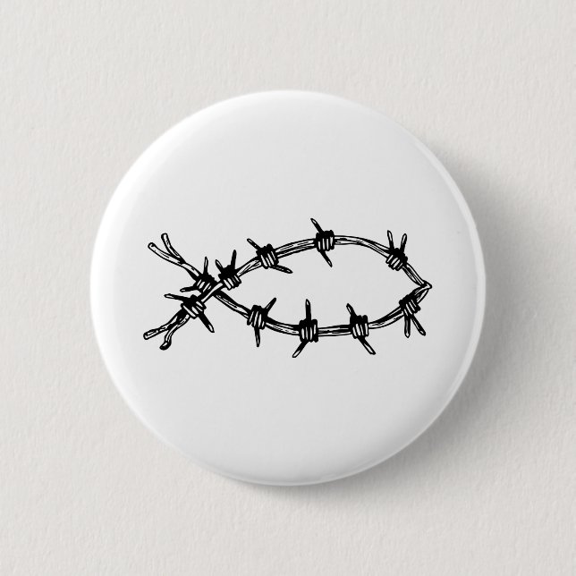 Badge Rond 5 Cm Poissons de barbelé (Devant)