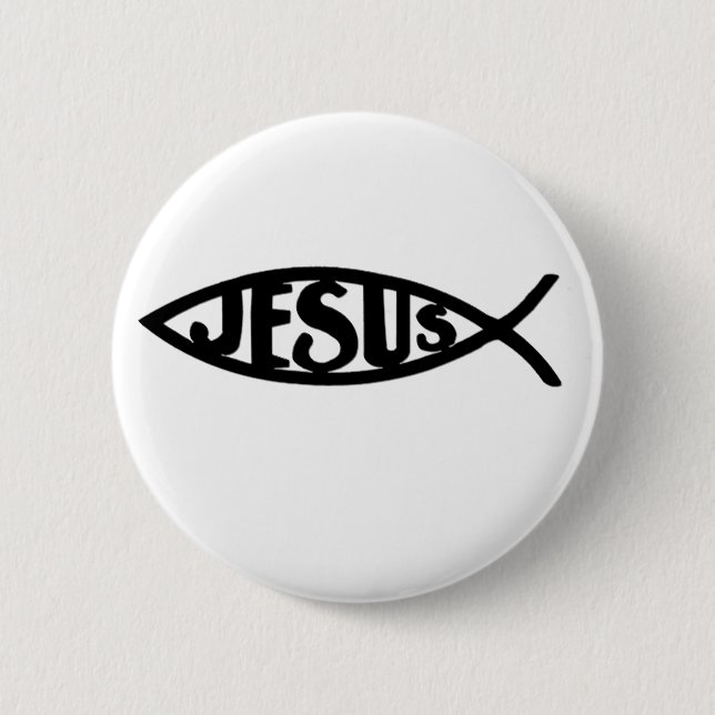 Badge Rond 5 Cm Poissons de Jésus (noir de bouton) (Devant)