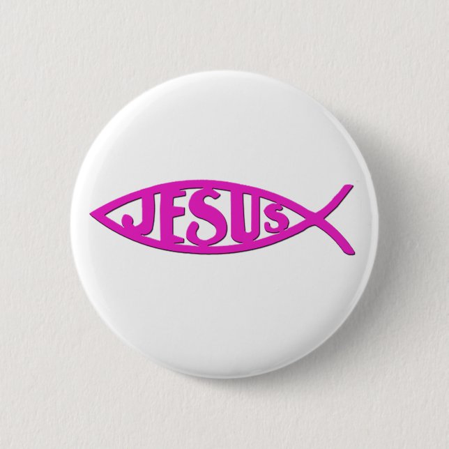 Badge Rond 5 Cm Poissons de Jésus (rose de bouton) (Devant)