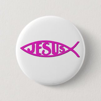 Badge Rond 5 Cm Poissons de Jésus (rose de bouton)