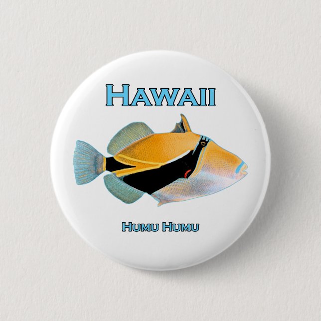 Badge Rond 5 Cm Poissons d'Hawaï Humu Humu (Devant)