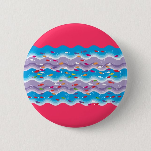 Badge Rond 5 Cm poissons en mer (Devant)