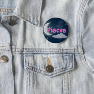 Badge Rond 5 Cm Poissons esthétique céleste Lune Nuages Étoiles De