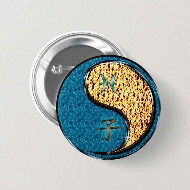 Badge Rond 5 Cm Poissons & Rat de feu (Devant & derrière)
