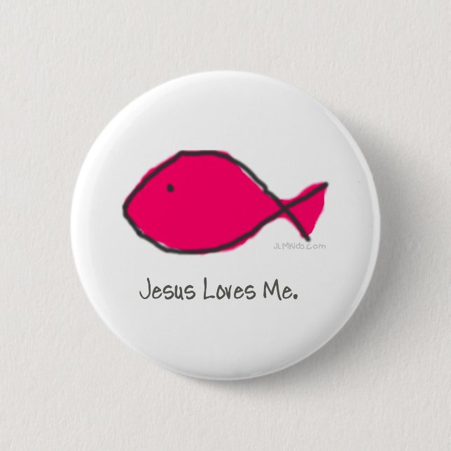 Badge Rond 5 Cm Poissons roses de Jésus (Devant)
