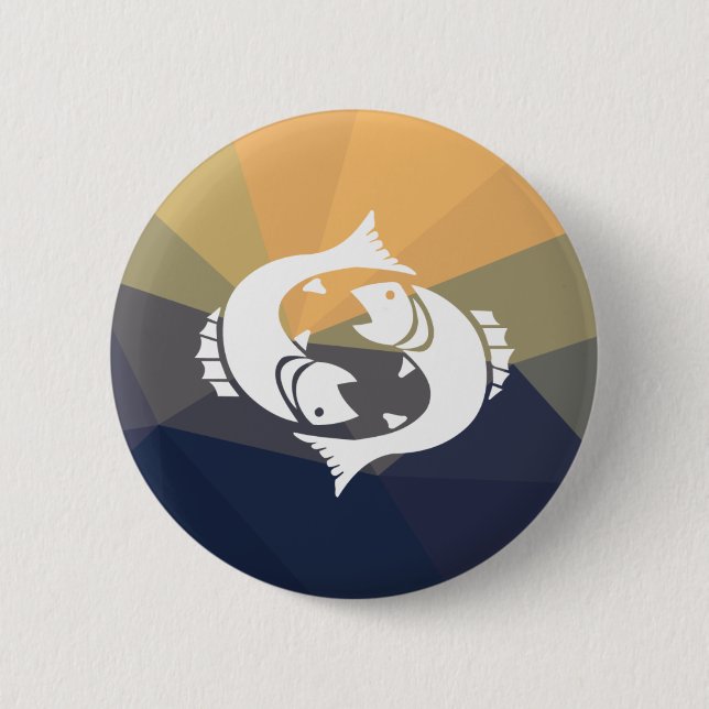 Badge Rond 5 Cm Poissons signe zodiaque bouton rond épingle (Devant)