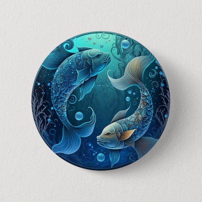 Badge Rond 5 Cm Poissons Zodiac (Devant)