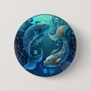 Badge Rond 5 Cm Poissons Zodiac