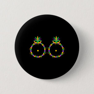 Badge Rond 5 Cm Poitrine Drôle Avec Perles Nola Mardi Gras Gras Tu