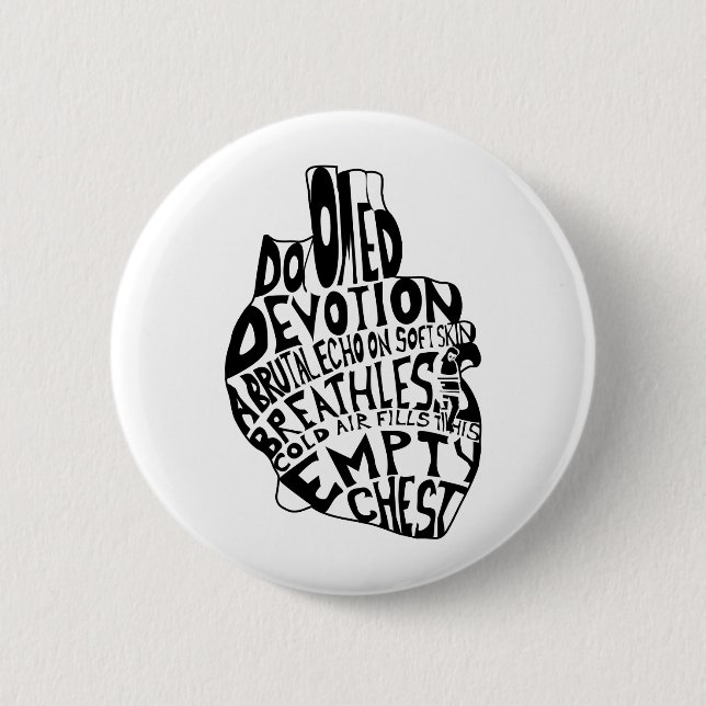 Badge Rond 5 Cm poitrine vide : coeur anatomique (Devant)