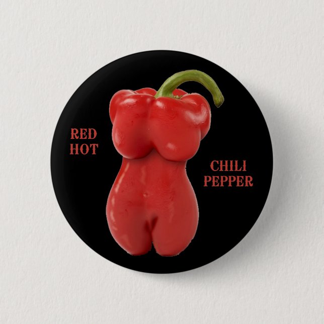 Badge Rond 5 Cm Poivre de piment d'un rouge ardent (Devant)