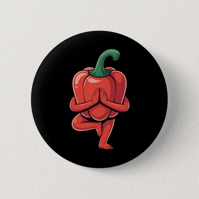 Badge Rond 5 Cm Poivron Yoga  (Devant)