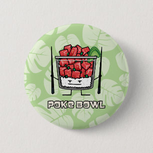 Badge Rond 5 Cm Poke bol Hawaii crudités de salade de poisson bagu
