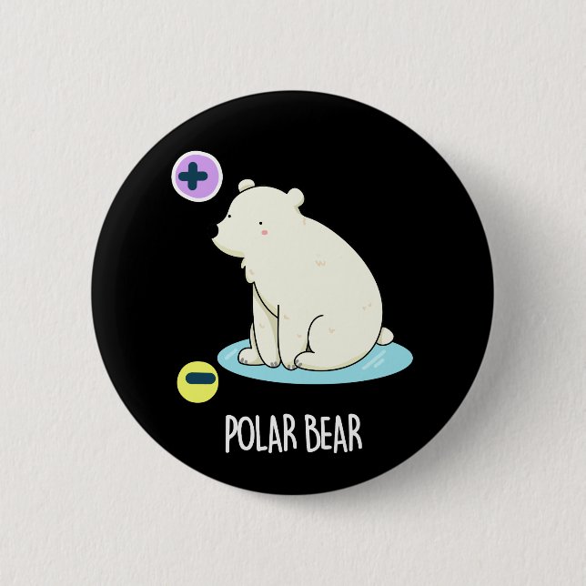 Badge Rond 5 Cm Polar Ours Funny Science Pun Dark BG (Devant)