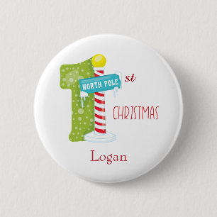 Badge Rond 5 Cm Pôle Nord Premier Noël