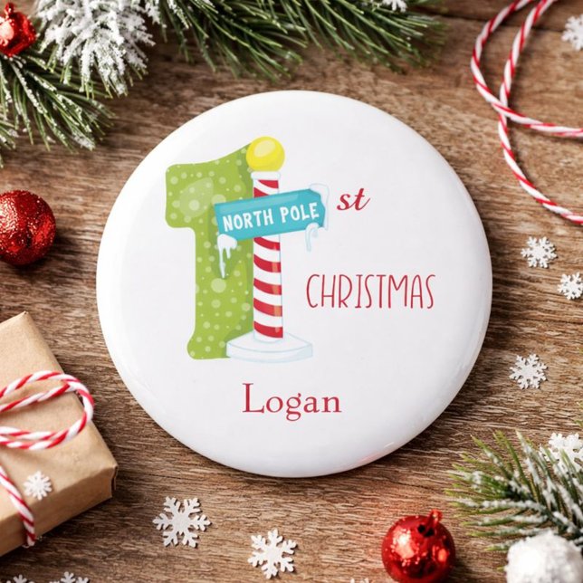 Badge Rond 5 Cm Pôle Nord Premier Noël (Créateur téléchargé)