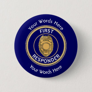 Badge Rond 5 Cm Police Premier répondeur personnalisé