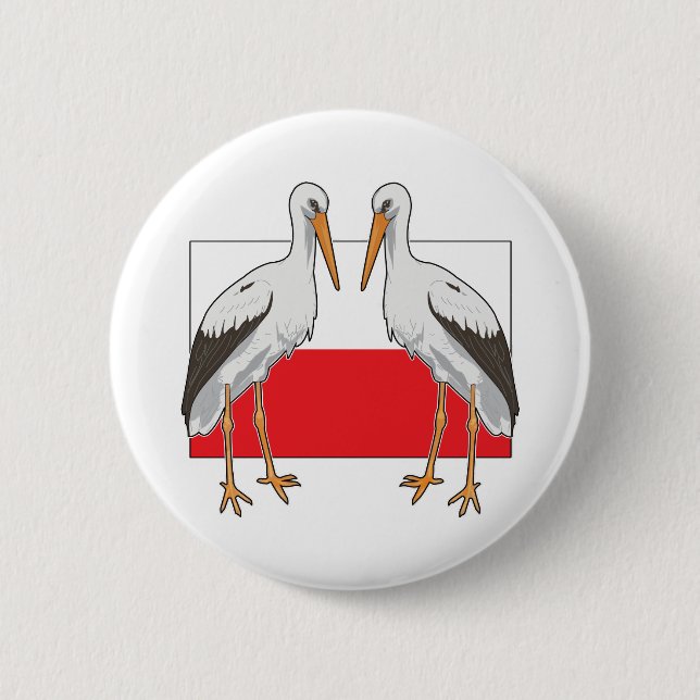 Badge Rond 5 Cm Polish white stork (Devant)
