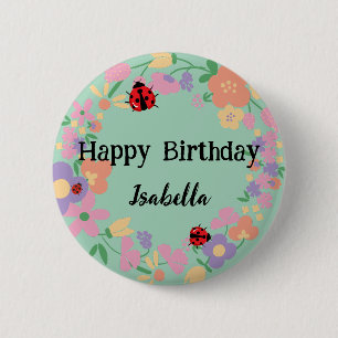 Badge Rond 5 Cm Polka rouge mignon point Ladybug Fleur de printemp
