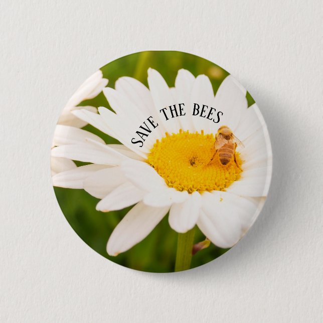 Badge Rond 5 Cm Pollinateur Sauvez Les Abeilles Fleur Jardin Faisy (Devant)