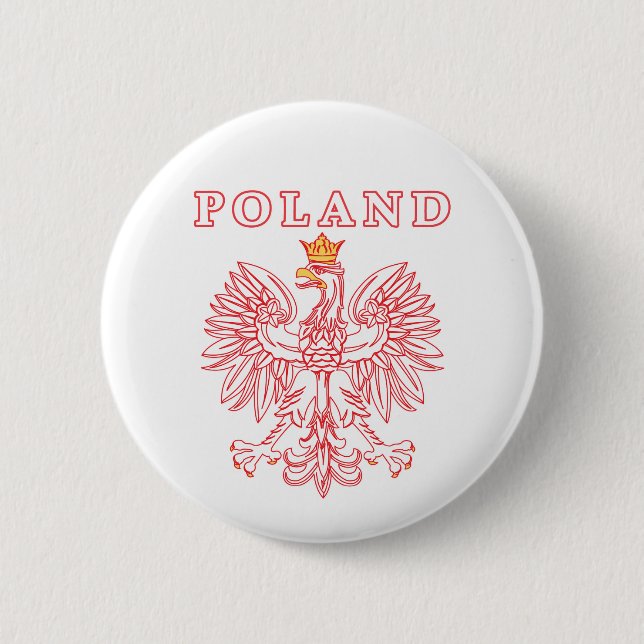 Badge Rond 5 Cm Pologne avec aigle rouge polonais (Devant)