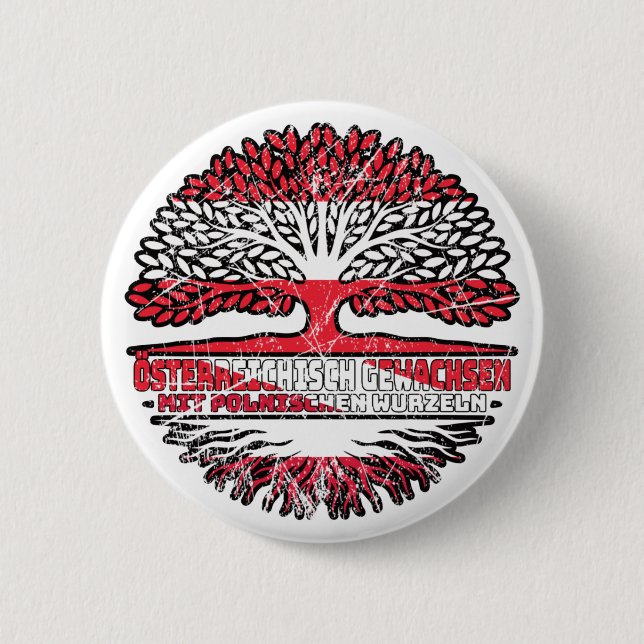 Badge Rond 5 Cm Pologne Pole Autriche Arbre (Devant)