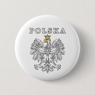 Badge Rond 5 Cm Polska avec aigle polonais