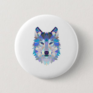 Badge Rond 5 Cm Polygonal geometric wolf head