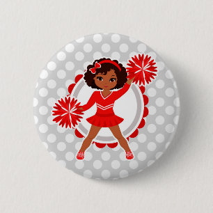 Badge Rond 5 Cm Pom-pom girl - acclamation rouge mignonne