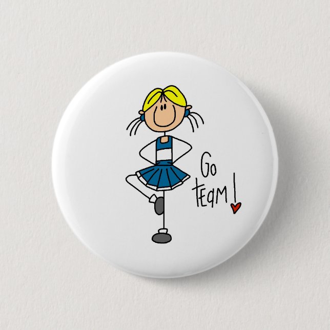 Badge Rond 5 Cm Pom-pom girl bleu (Devant)