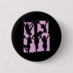 Badge Rond 5 Cm Pom-Pom Girl Drôle Acclamant Enthousiaste Acrobate