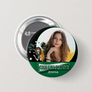 Badge Rond 5 Cm Pom-pom girl - Photo do-it-yourself - Vert foncé