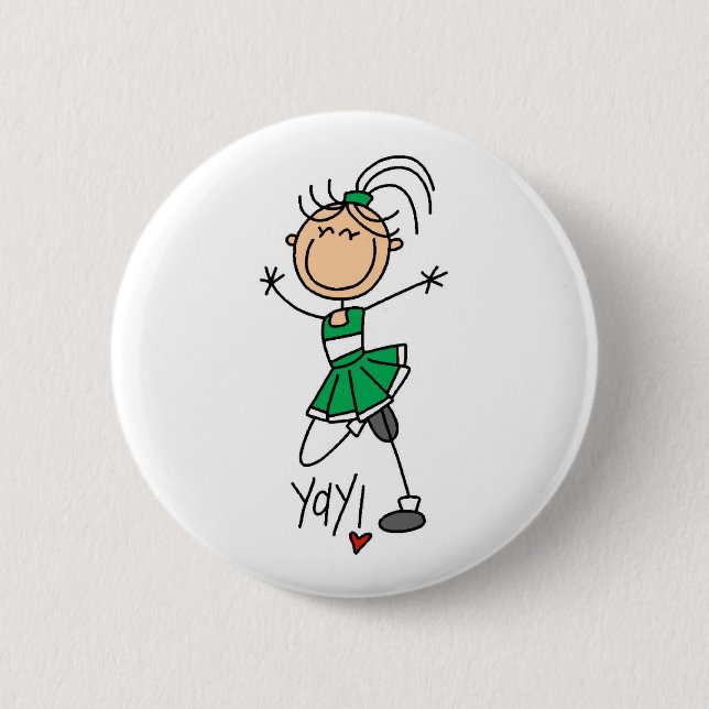 Badge Rond 5 Cm Pom-pom girl verte (Devant)