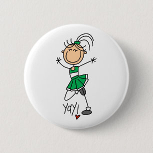 Badge Rond 5 Cm Pom-pom girl verte