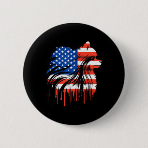Badge Rond 5 Cm Pomeranian à l'égouttement de peinture Drapeau amé