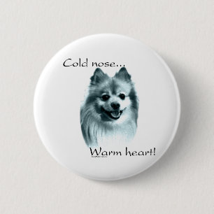 Badge Rond 5 Cm Poméranie Froid Nez Chaud Coeur - Bouton