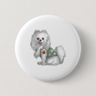 Badge Rond 5 Cm Poméranien I Love Maman Tattoo Chien Chemise Drôle
