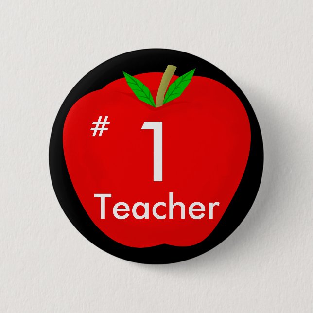 Badge Rond 5 Cm pomme, #, 1, professeur (Devant)