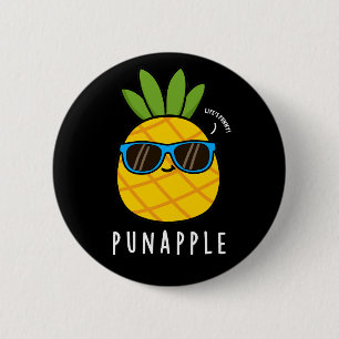 Badge Rond 5 Cm Pomme à pistolet Funny Fruit Pun ananas Dark BG
