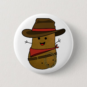 Badge Rond 5 Cm Pomme de terre cowboy